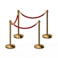 Montour Line Stanchion Post and Rope Kit Pol.Brass, 4 Crown Top 3 Red Rope C-Kit-4-PB-CN-3-ER-RD-PB